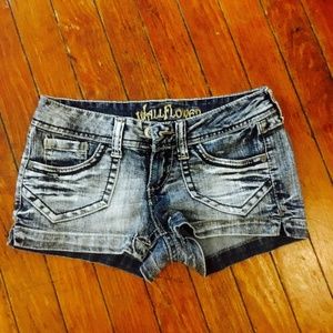 Acid wash short shorts